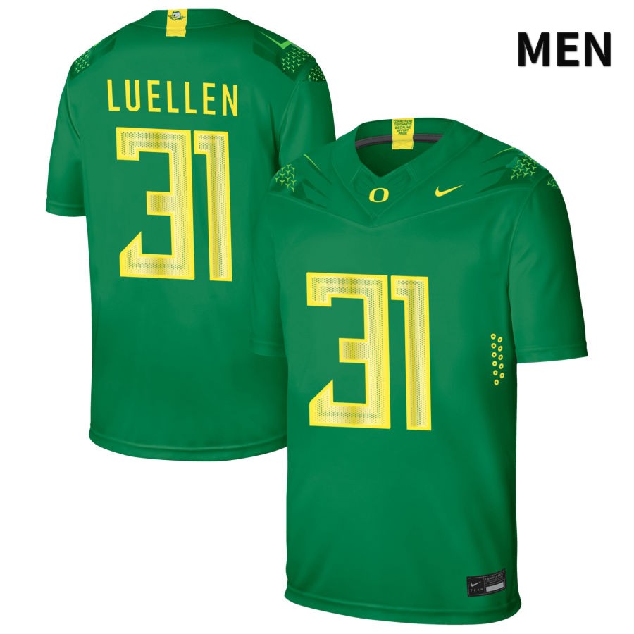 Oregon Ducks Men's #31 La'Vaughn Luellen Football College Authentic Green NIL 2022 Nike Jersey LGE17O4N